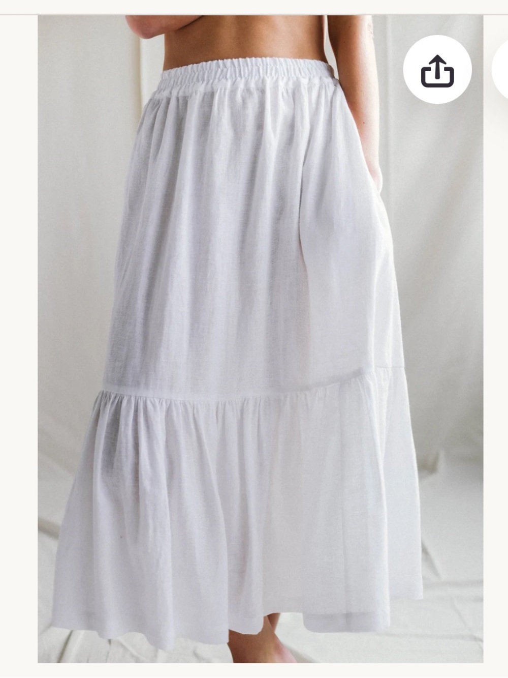 Man in the Studio Lightweight White Tiered Linen Maxi Skirt